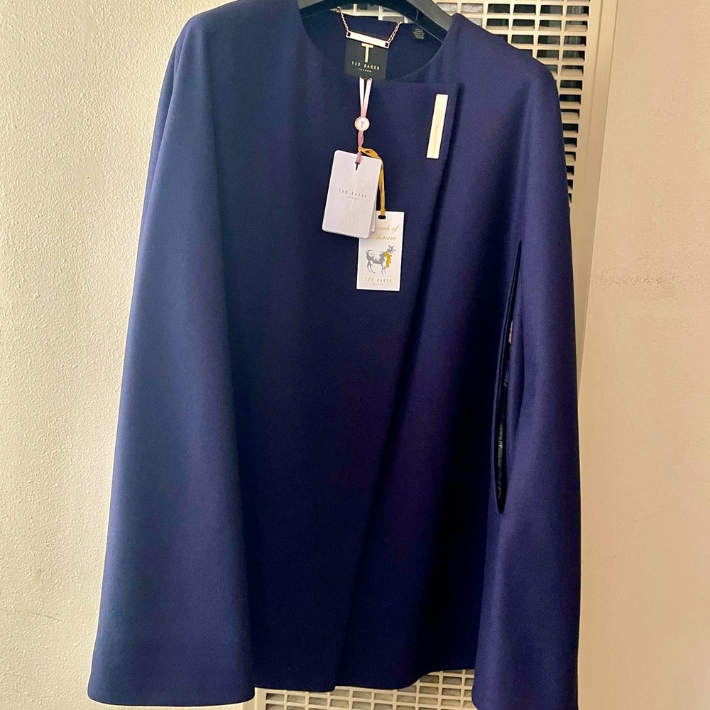 TED BAKER Navy and Rose Gold Cape